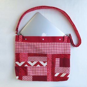 Lap Top Bag ? - Red Patchwork - Eco Friendly Purse
